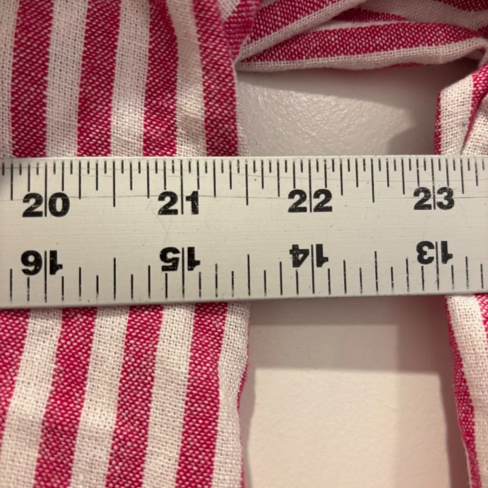 Banana Republic Mens Pink White Striped Linen Blend Button Down Shirt L Petite